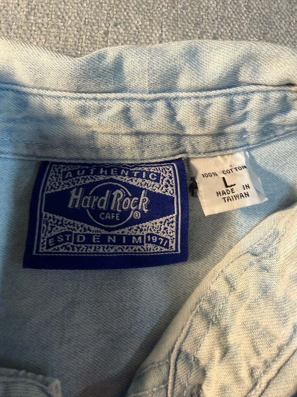 Vintage Hard Rock Cafe New York All Is One Denim Button Up Shirt - Picture 2 of 6